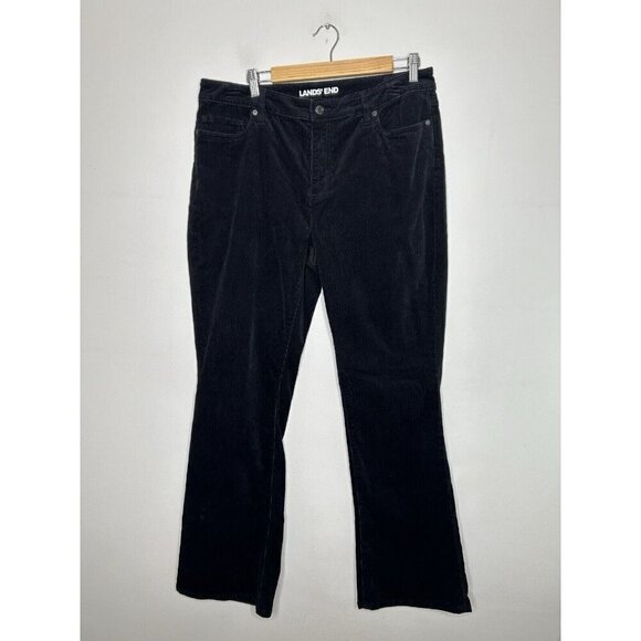Lands End Womens Mid Rise Bootcut Corduroy Black Pant Size 14 - Picture 1 of 10